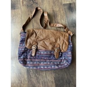 Aeropostale Bag Womens Crossbody Shoulder Brown Tan Tribal Fabric Flap Messenger